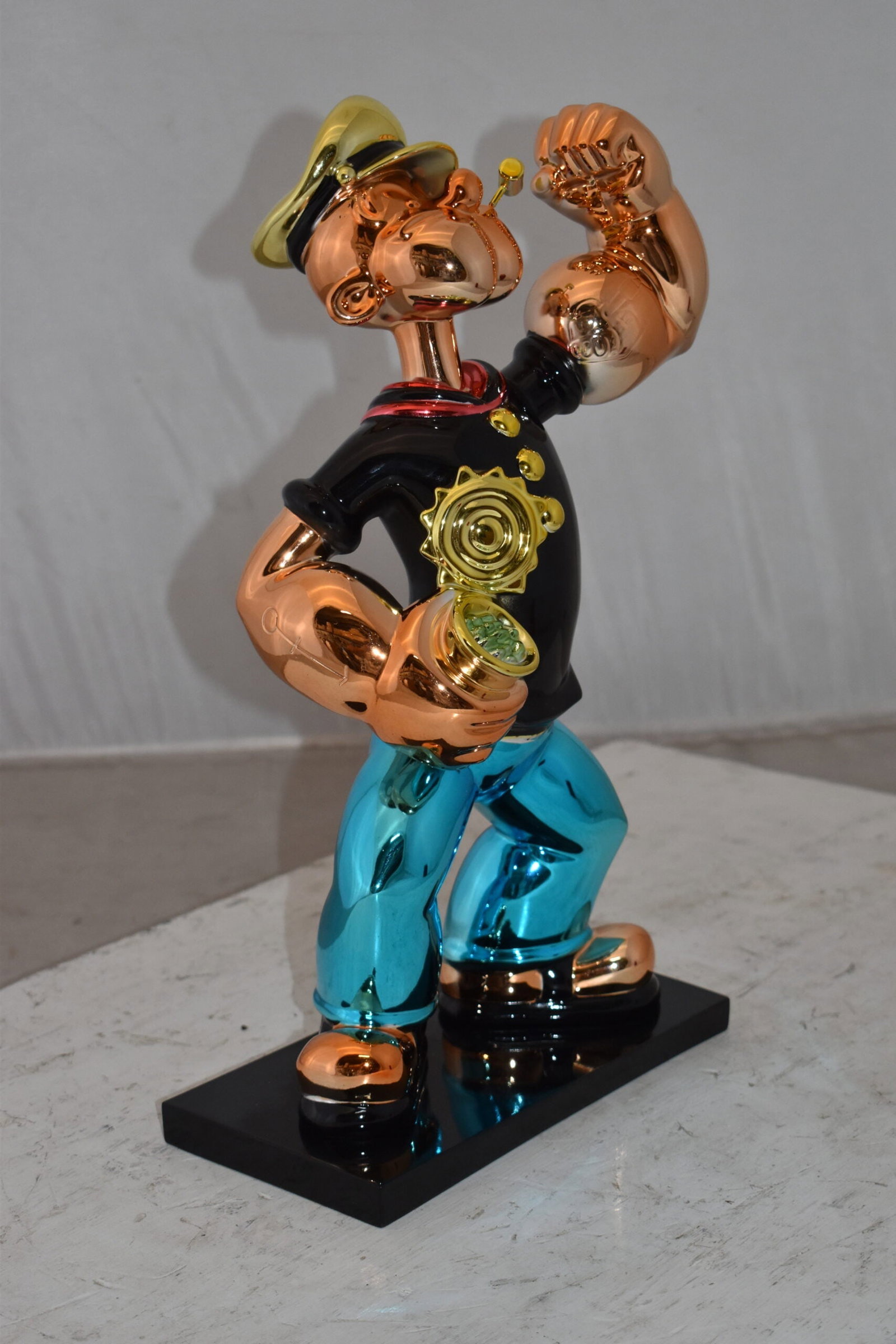 Iconic Black Popeye smaller Resin Statue Size: 11" x 6" x 17"H - 3