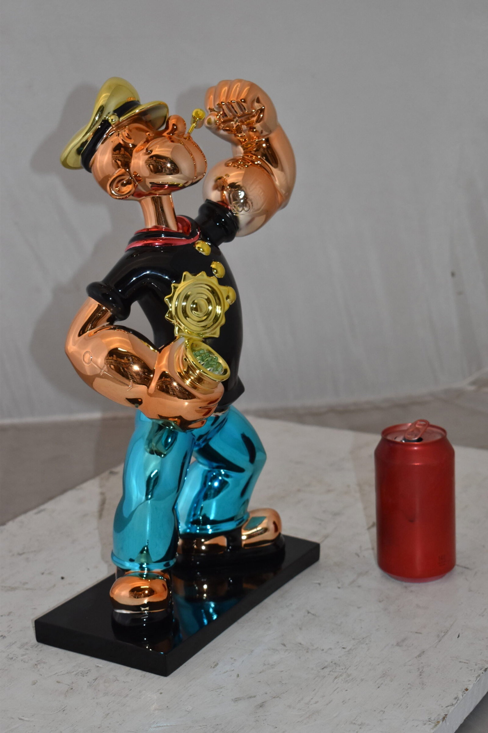 Iconic Black Popeye smaller Resin Statue Size: 11" x 6" x 17"H - 4