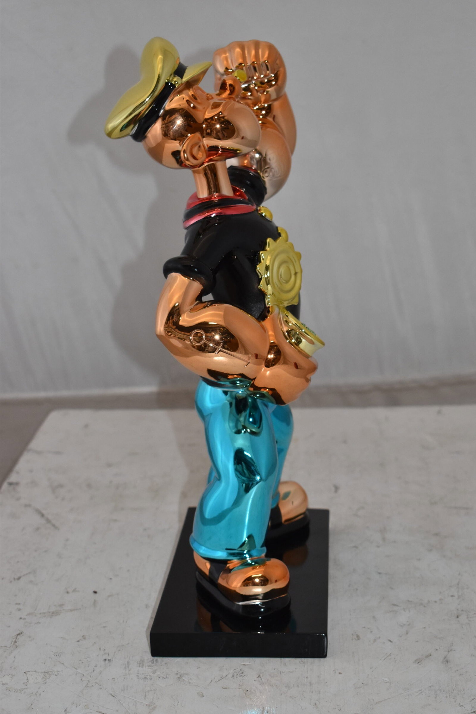 Iconic Black Popeye smaller Resin Statue Size: 11" x 6" x 17"H - 5