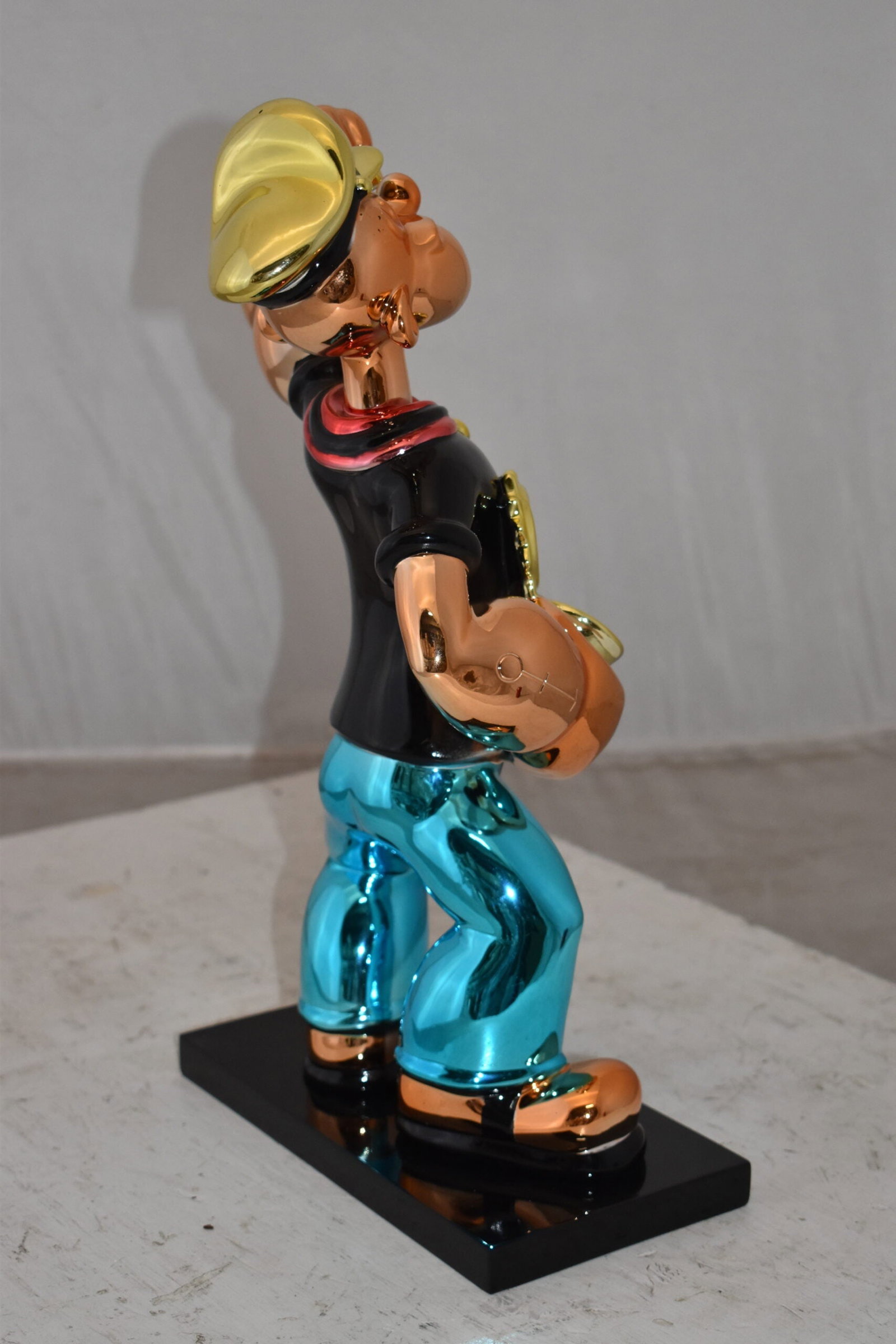 Iconic Black Popeye smaller Resin Statue Size: 11" x 6" x 17"H - 6
