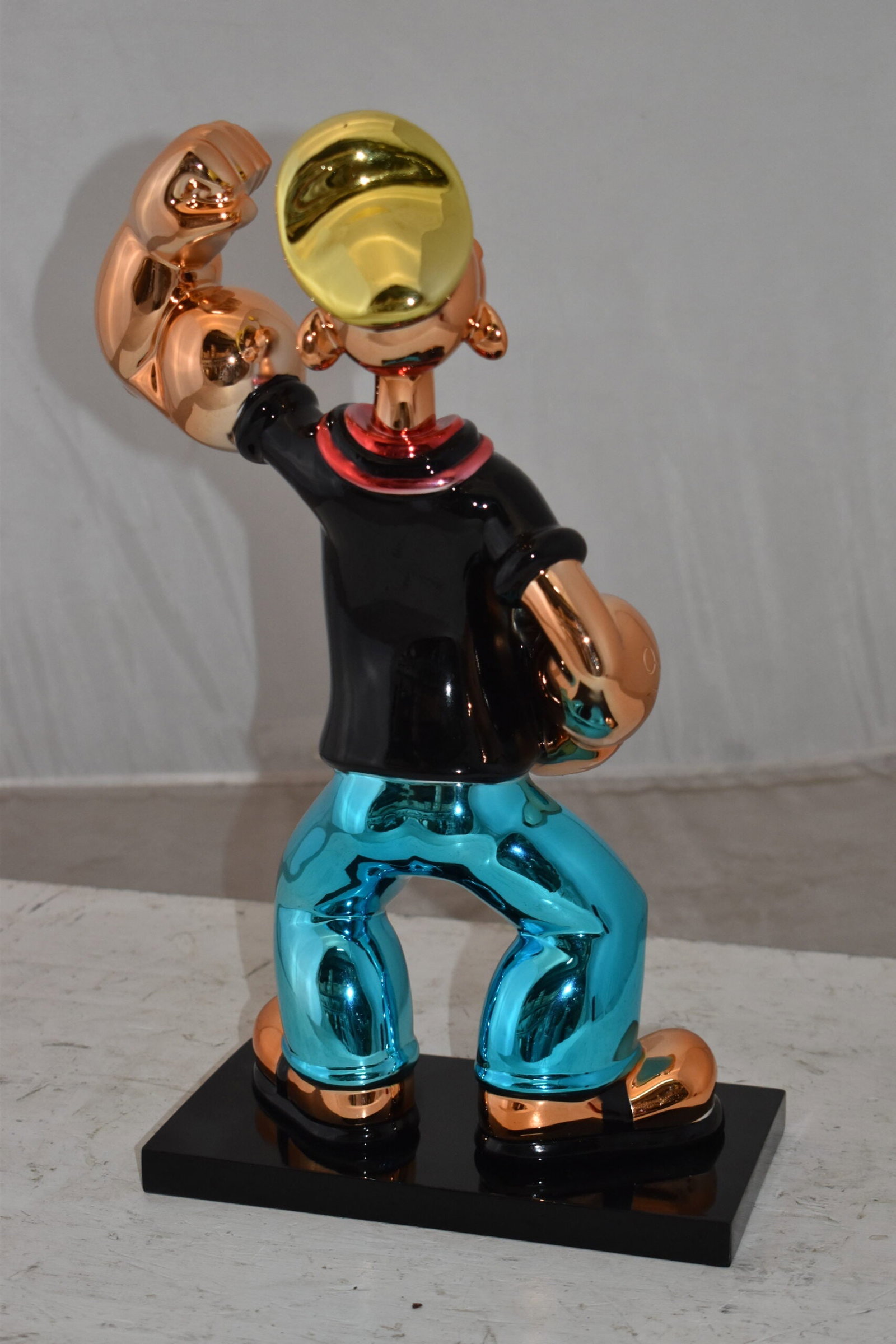 Iconic Black Popeye smaller Resin Statue Size: 11" x 6" x 17"H - 7