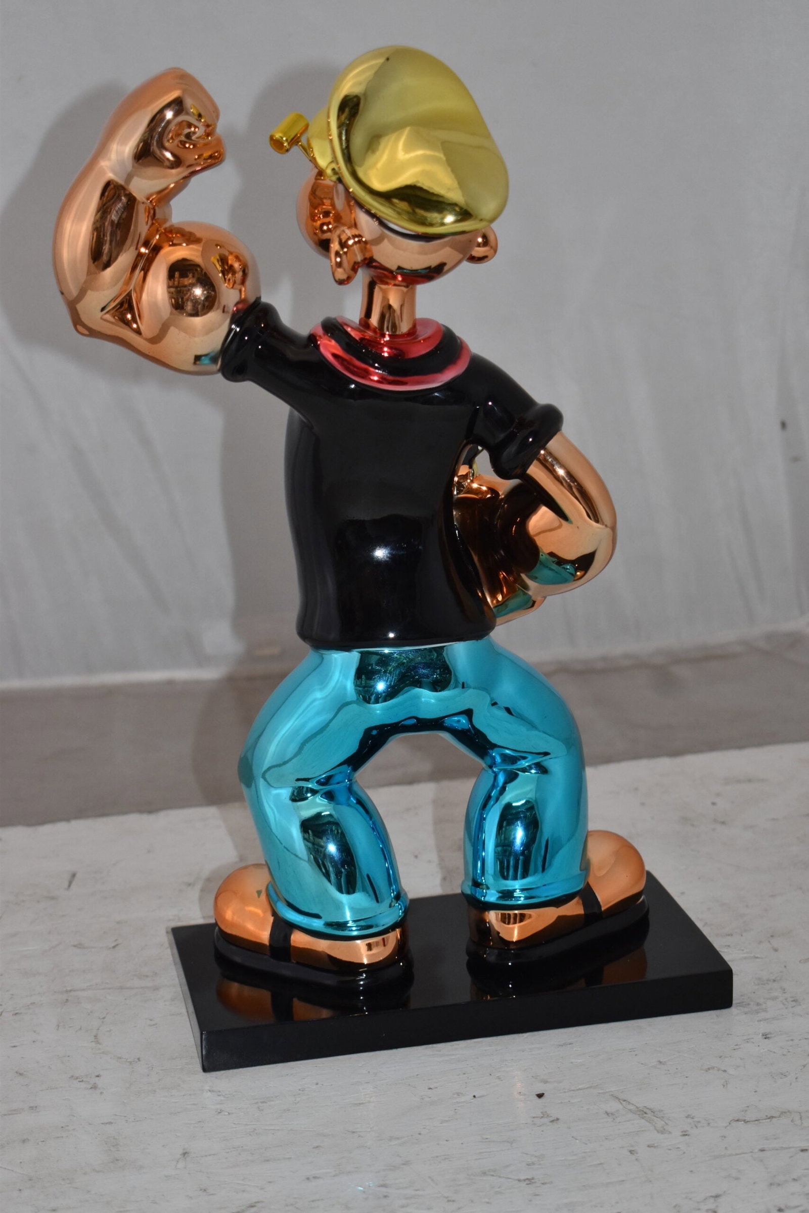 Iconic Black Popeye smaller Resin Statue Size: 11" x 6" x 17"H - 8