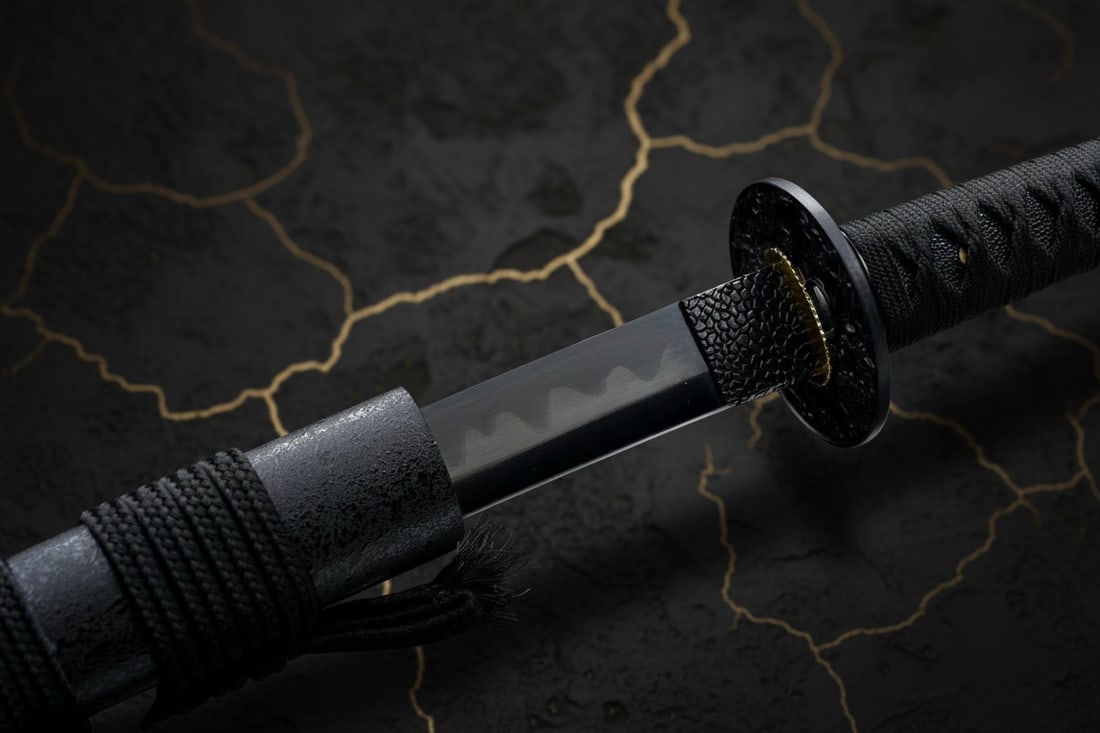 Battle Ready T10 Steel Katana, Sharp Full Tang Japanese Samurai Sword Black - 6
