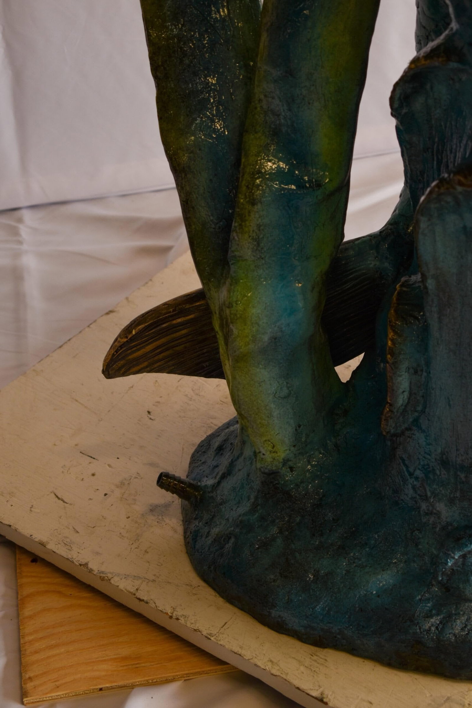 Mermaid With Clown fish and Turtle Bronze Fountain Statue 32" x 19" x 60"H - 8