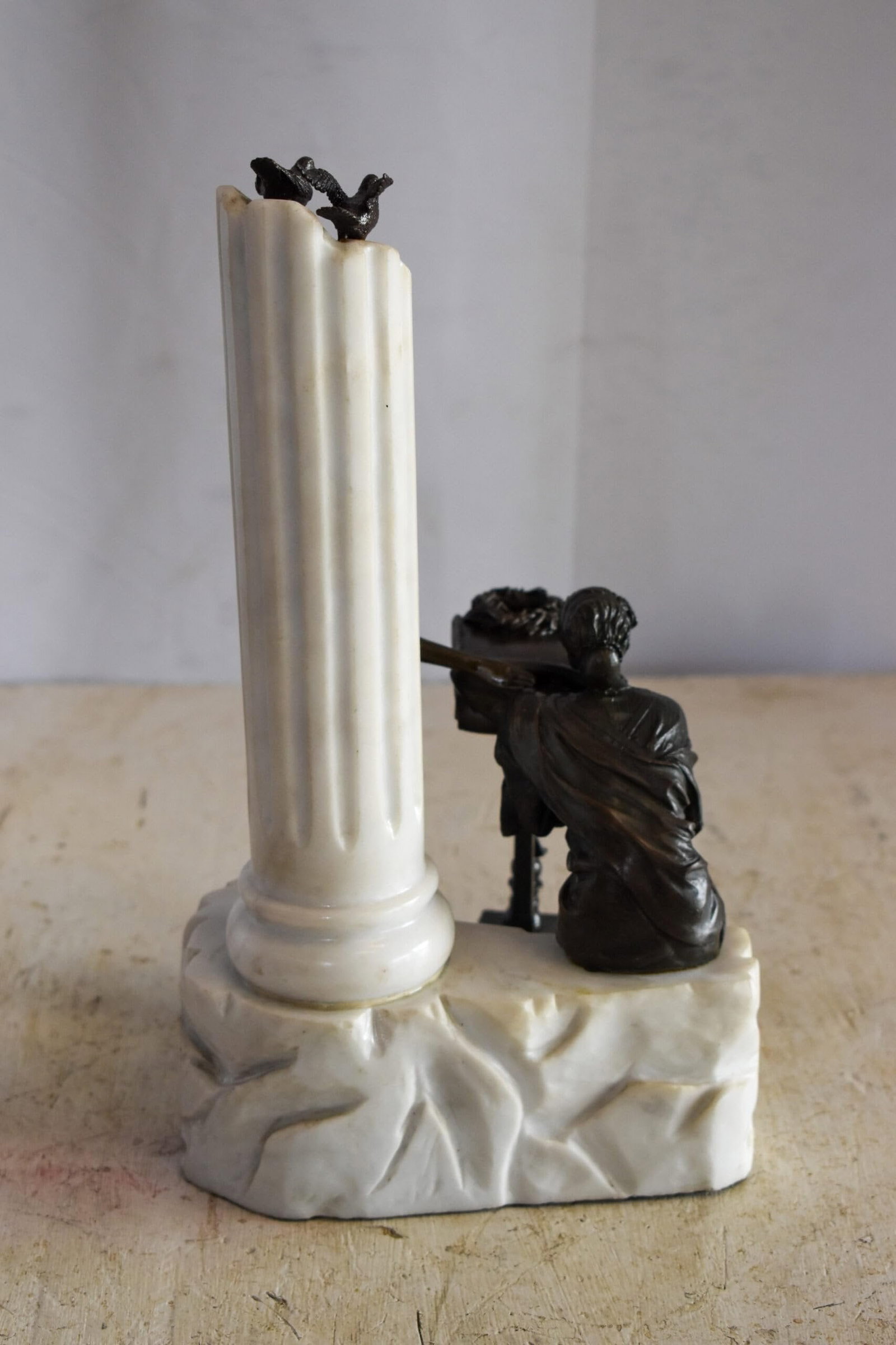 Two Pensive Goddesses by Marbe Pillar Bronze Statue 8" x 8" x 13"H - 7