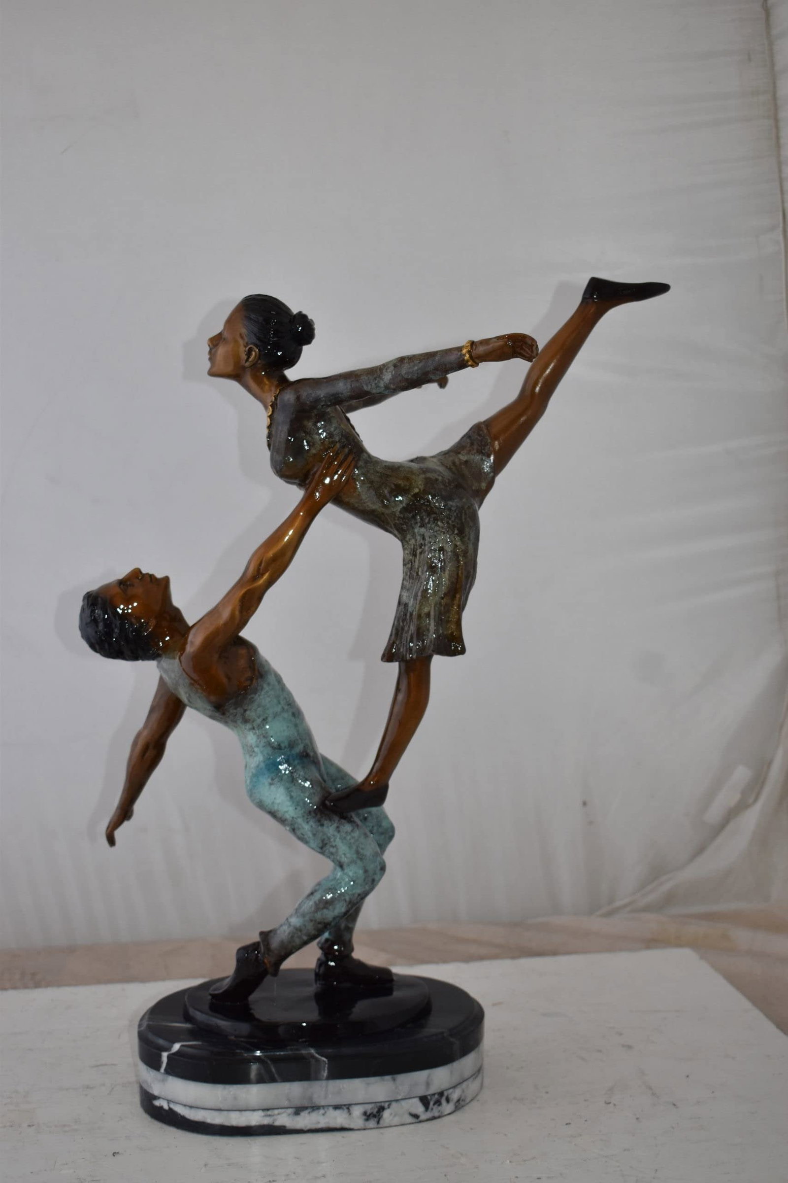Ballerina Man and Woman Dancing in Action Bronze Statue Size: 23" x 13" x 25"H - 4