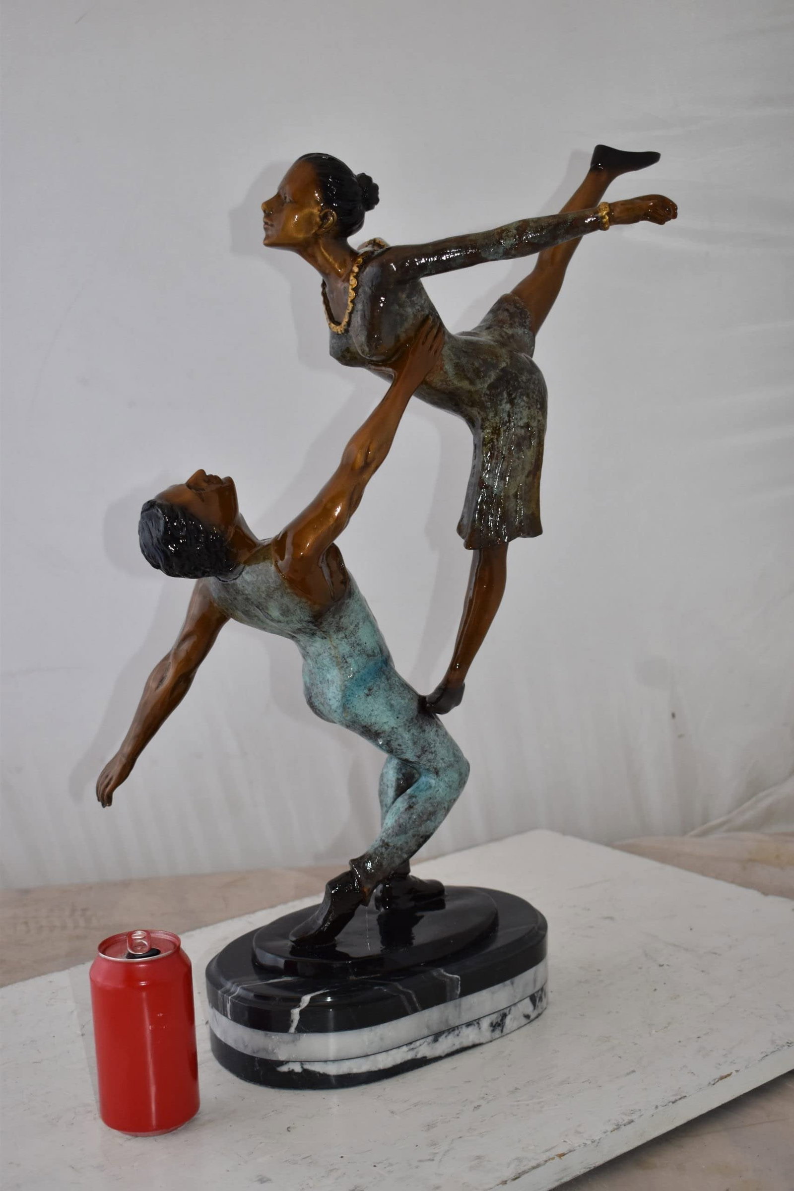 Ballerina Man and Woman Dancing in Action Bronze Statue Size: 23" x 13" x 25"H - 5