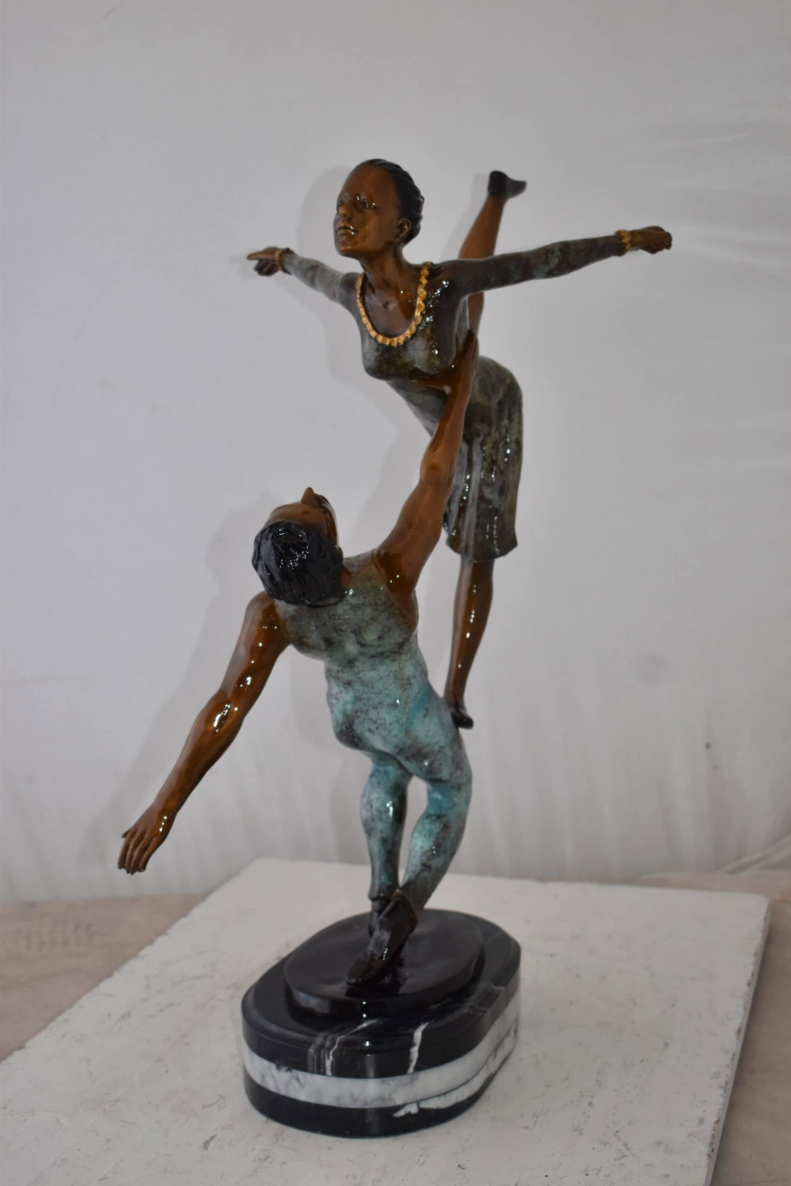 Ballerina Man and Woman Dancing in Action Bronze Statue Size: 23" x 13" x 25"H - 6