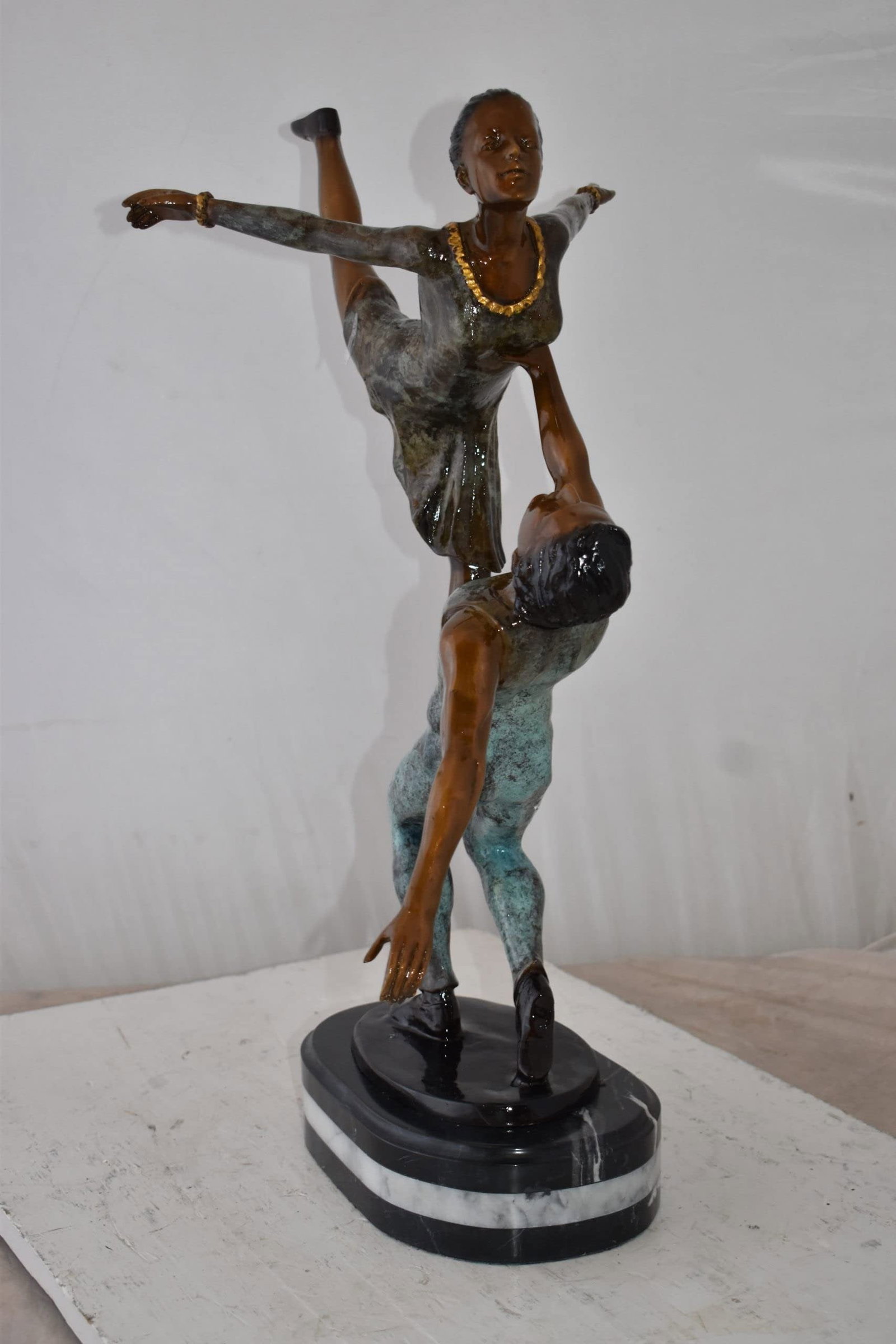 Ballerina Man and Woman Dancing in Action Bronze Statue Size: 23" x 13" x 25"H - 7