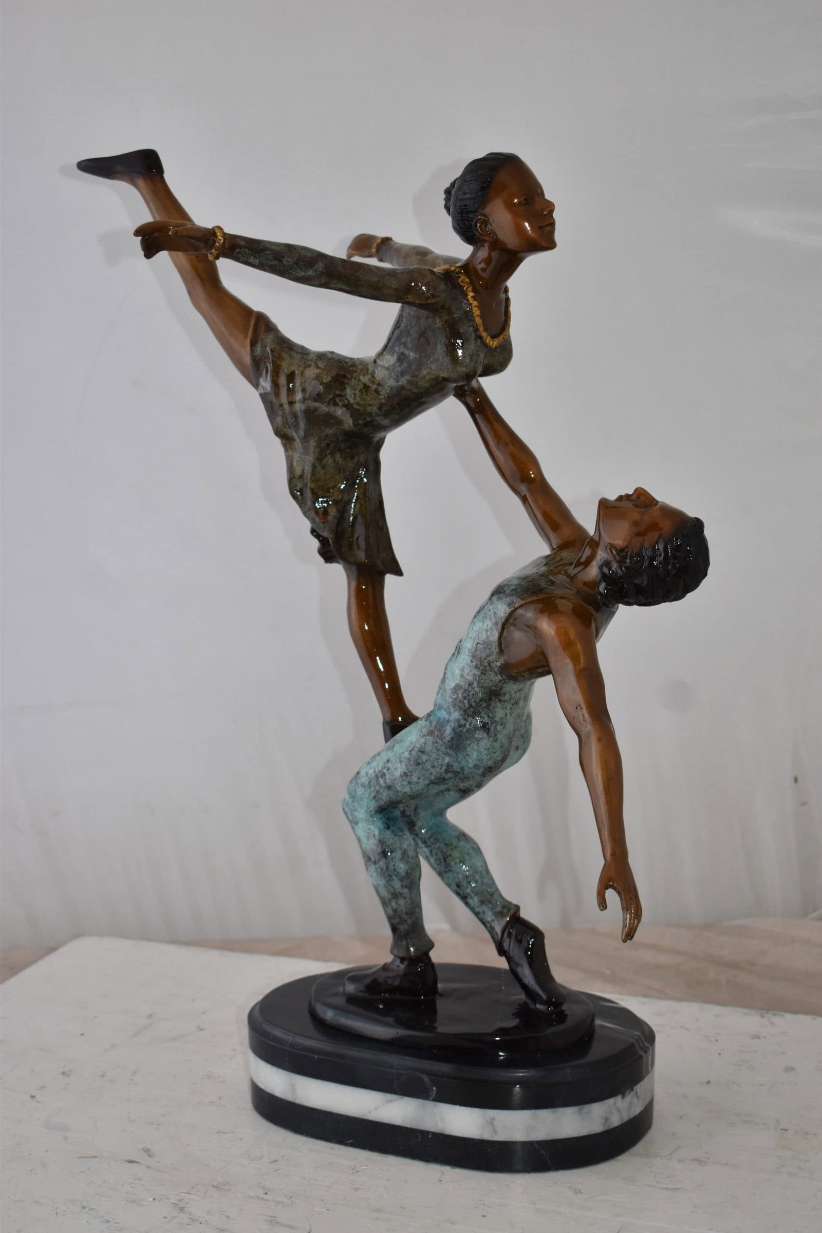 Ballerina Man and Woman Dancing in Action Bronze Statue Size: 23" x 13" x 25"H - 8
