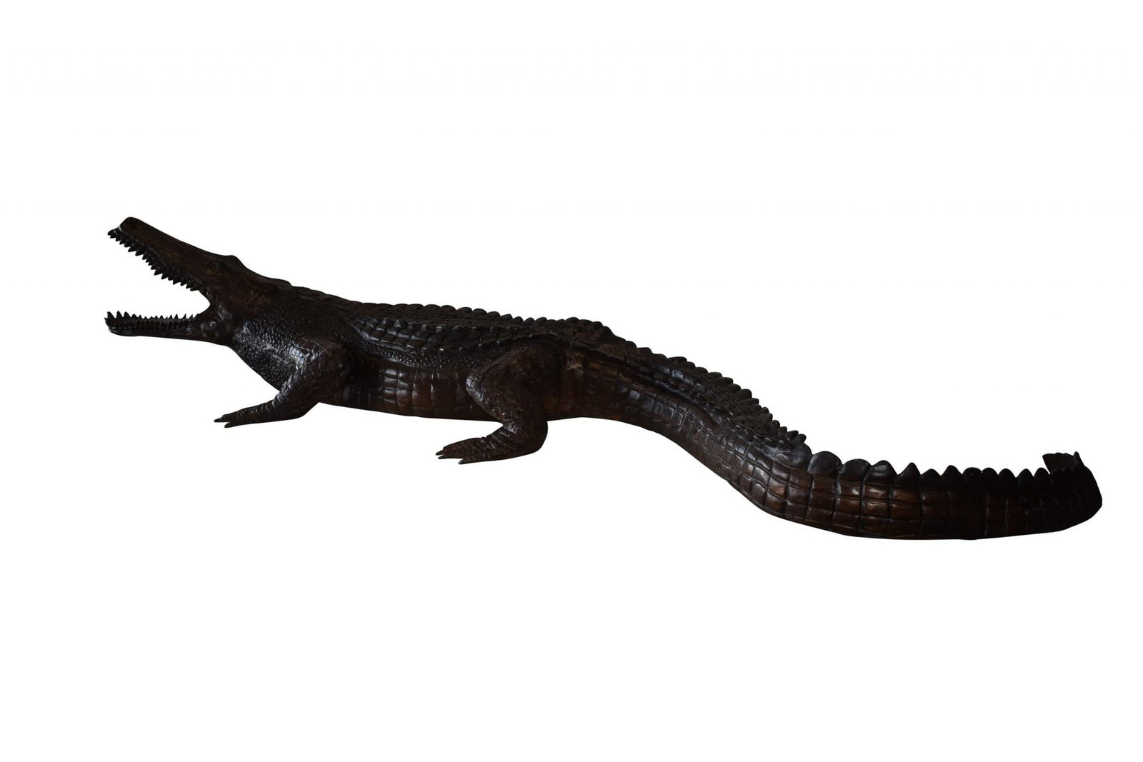 Large Crocodile Looking for His Prey Bronze Fountain Size: 78" x 24" x 14"H: Title:Large Crocodile Looking for His Prey Bronze Fountain Size: 78" x 24" x 14"H Description:Enjoy this life size bronze statue of a Crocodile Fountain. The crocodiles are known as large aquatic