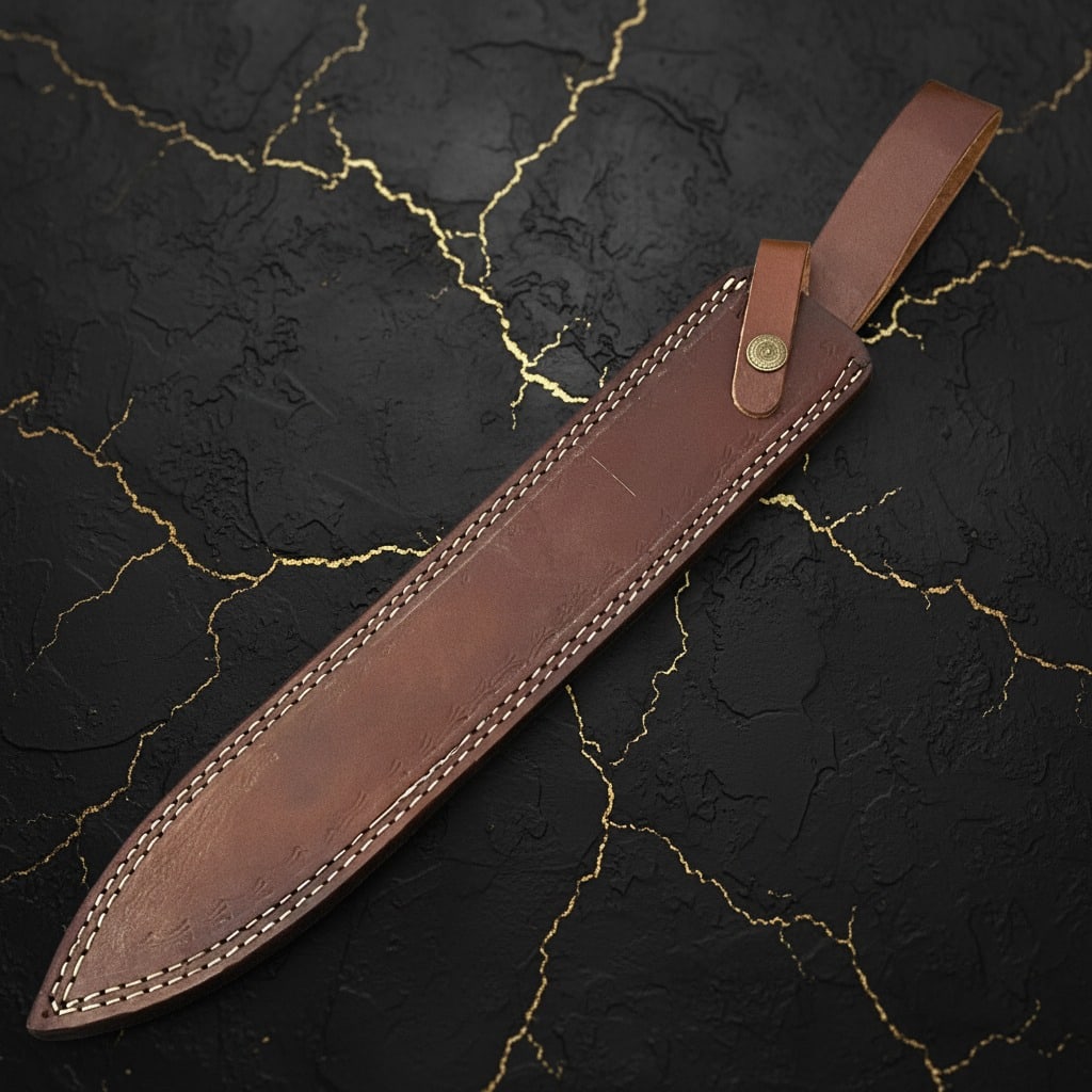 Handmade Damascus Steel Bowie Hunting Knife Large Fixed Blade with Sheath - 9