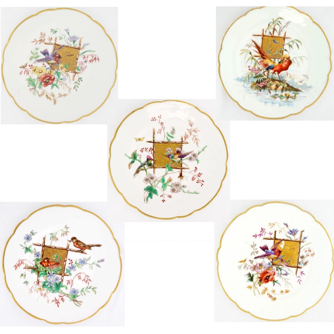 Five Haviland Limoges Cabinet Plates Birds c 1877 (1 of 20)
