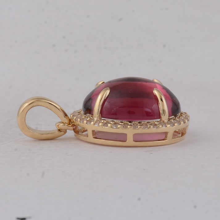 3.33 Ct Oval Tourmaline 9K Gold Pendant - 3