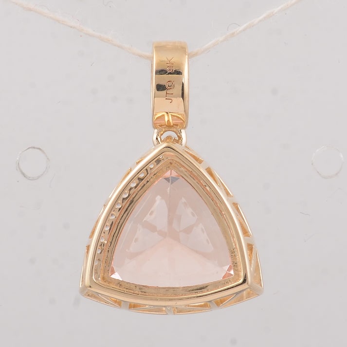 4.03 Ct Trillion Morganite 9K Gold Pendant - 2