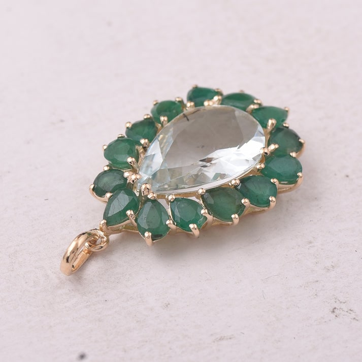 4.52 Ct Pear Aquamarine 9K Gold Pendant - 4