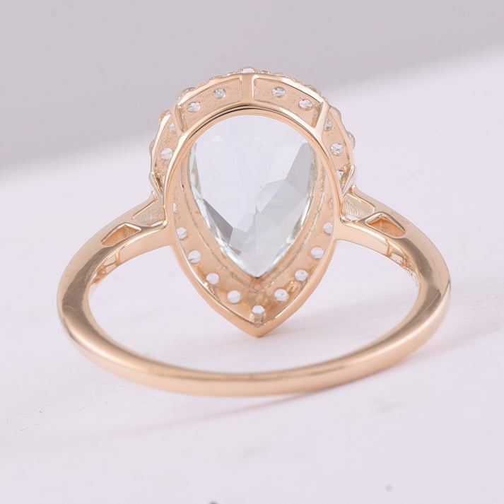 3.15 Ct Pear Aquamarine 9K Gold Ring - 4