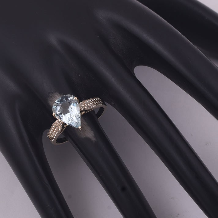 2.24 Ct Pear Aquamarine 9K Gold Ring - 2