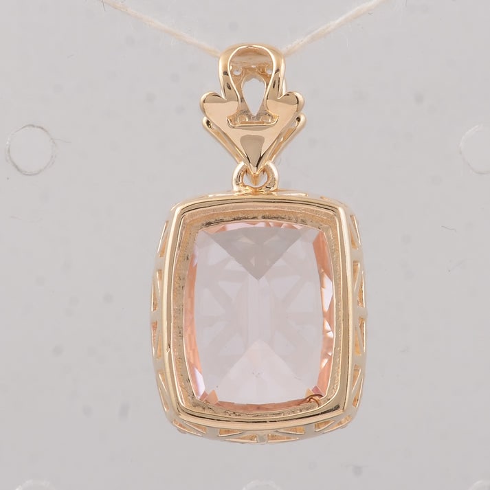 3.55 Ct Cushion Morganite 9K Gold Pendant - 2