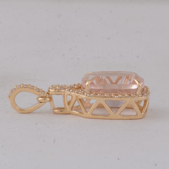 3.16 Ct Cushion Morganite 9K Gold Pendant - 3