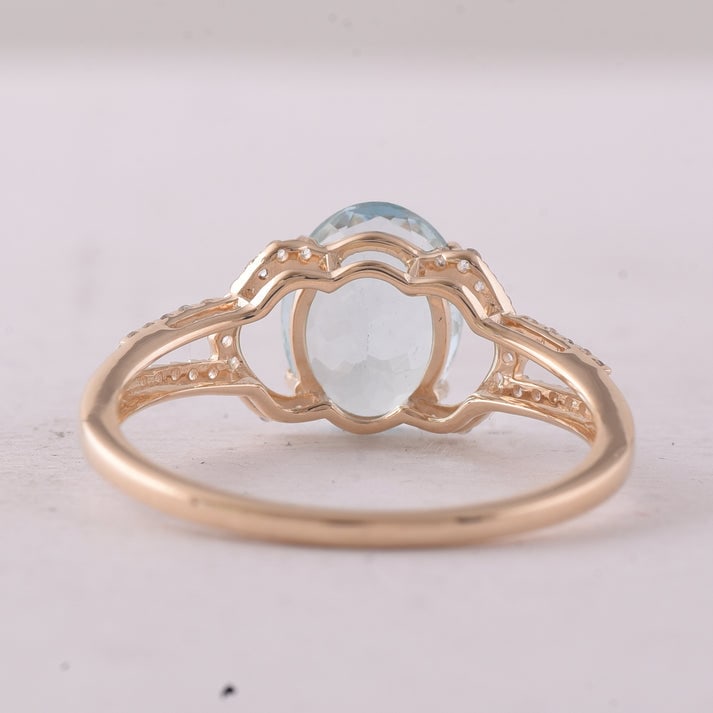 1.59 Ct Oval Aquamarine 9K Gold Ring - 3