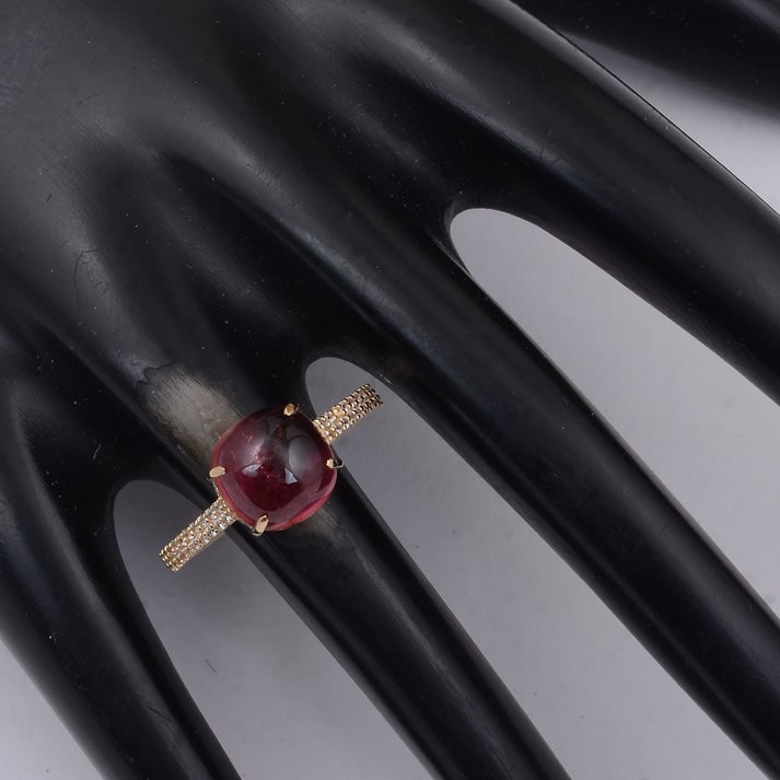 3.47 Ct Cushion Tourmaline 9K Gold Ring - 2