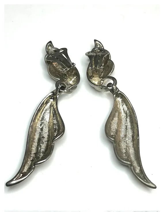 Vintage Sterling Silver Glamourous Estate Twisted Scalloped Clip Earrings - 5