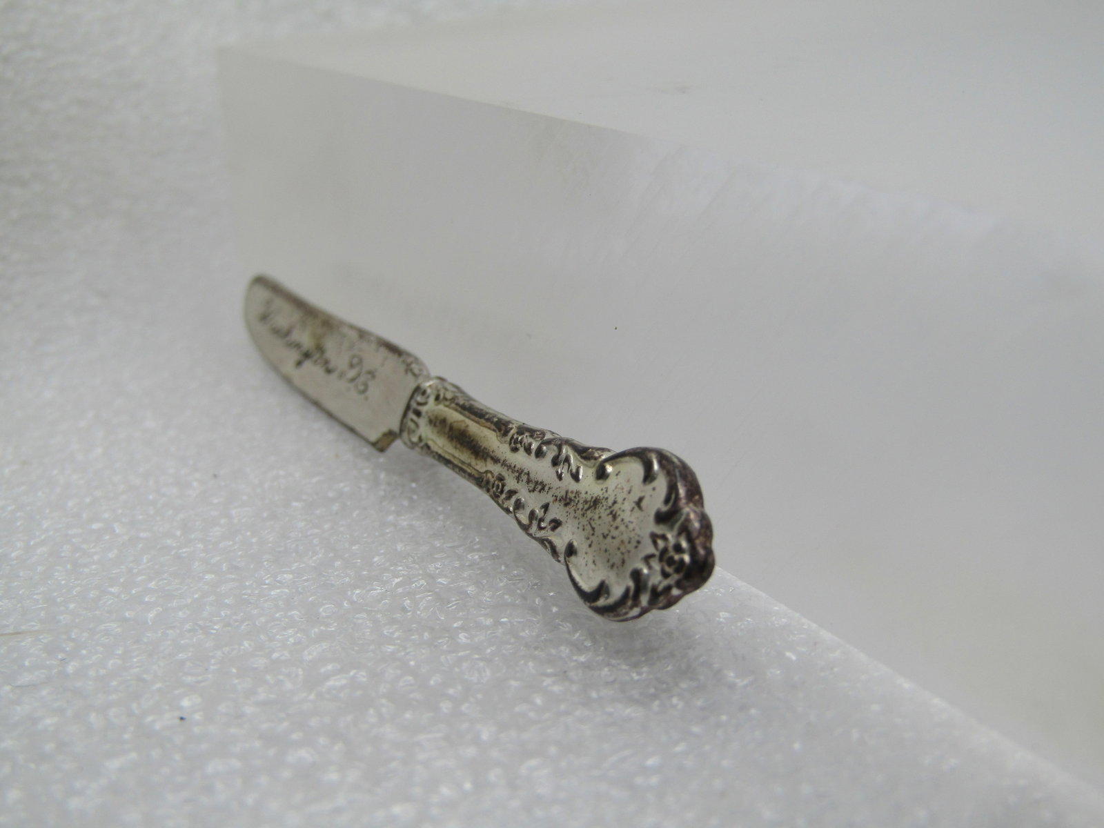 Vintage Sterling Washington, D.C. Engraved Knife Brooch, 1950's - 2