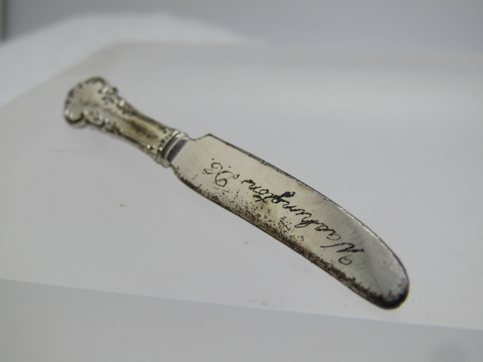 Vintage Sterling Washington, D.C. Engraved Knife Brooch, 1950's - 6