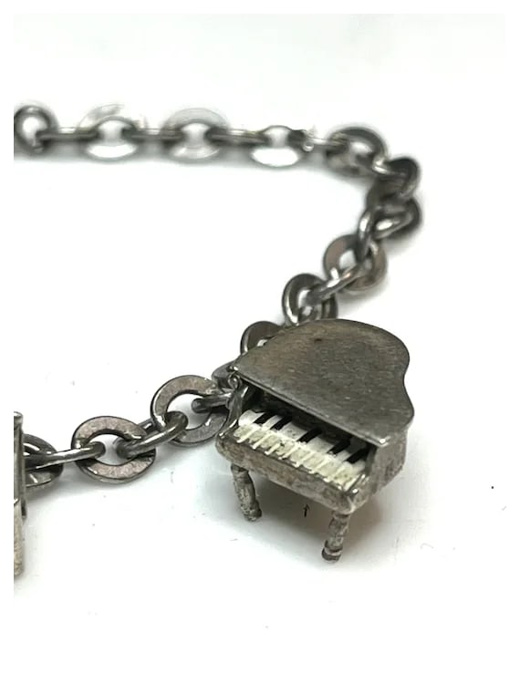 Darling Vintage Charm Bracelet with Piano, Dog House, and Wagon - 3
