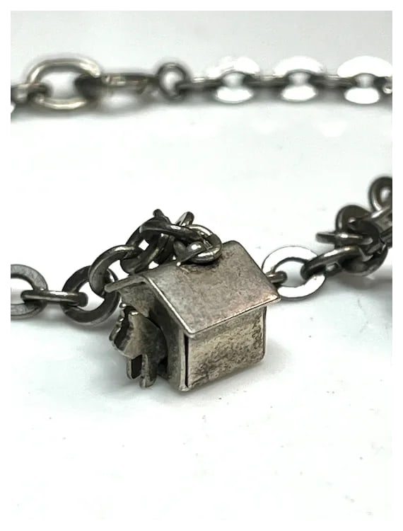 Darling Vintage Charm Bracelet with Piano, Dog House, and Wagon - 4