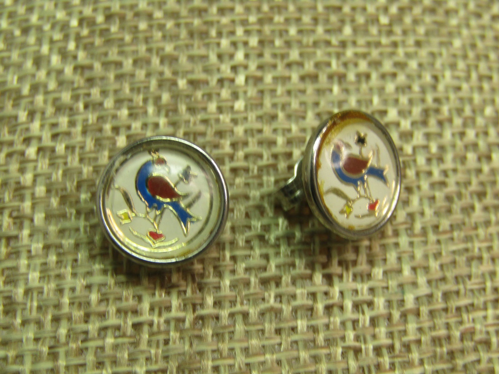 Vintage Sterling Hex/Distelfink Earrings, Stud Pierced, Signed Hoffman, 1960's-1970's - 2