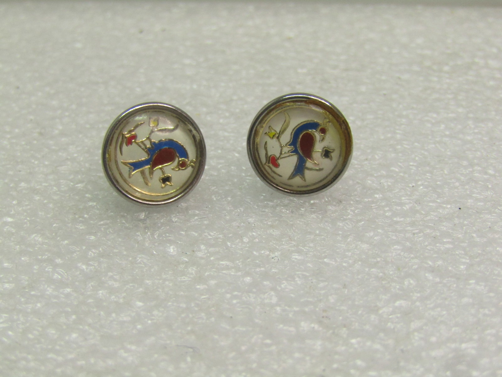 Vintage Sterling Hex/Distelfink Earrings, Stud Pierced, Signed Hoffman, 1960's-1970's - 4