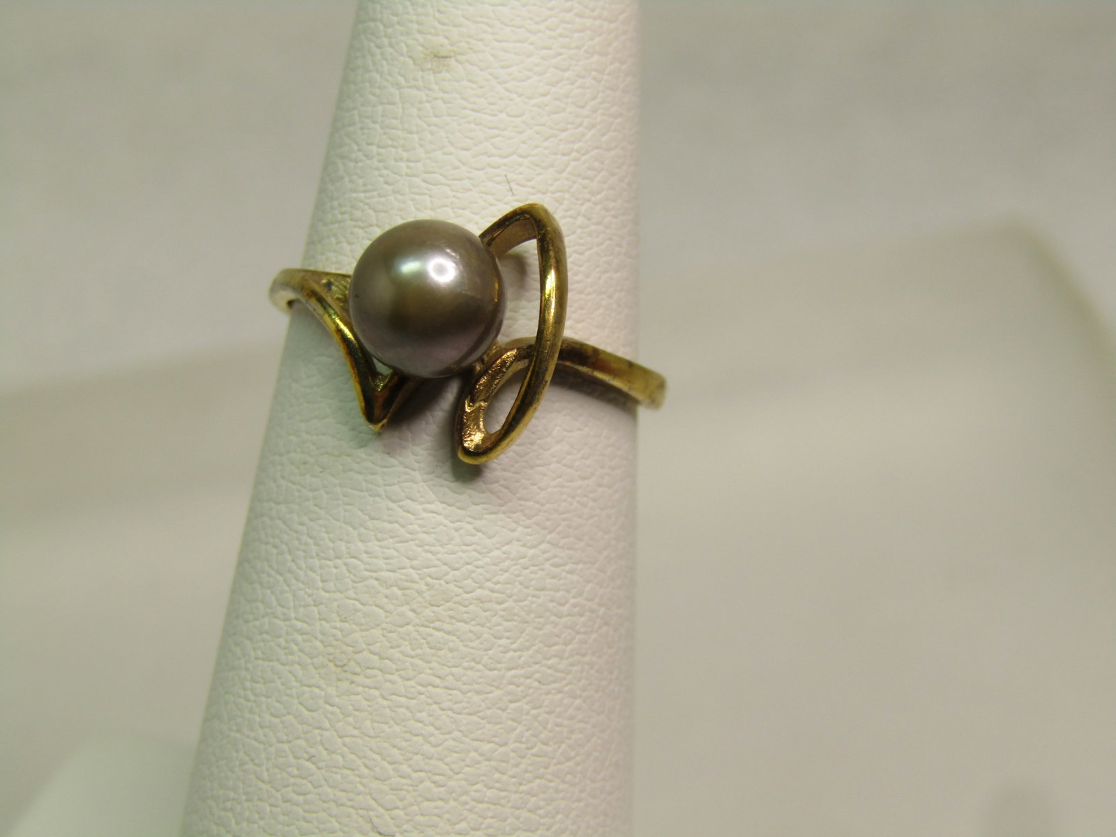Vintage Sterling Gold Over Silver Pearl Ring, Sz. 5, 1960's-1970's - 2