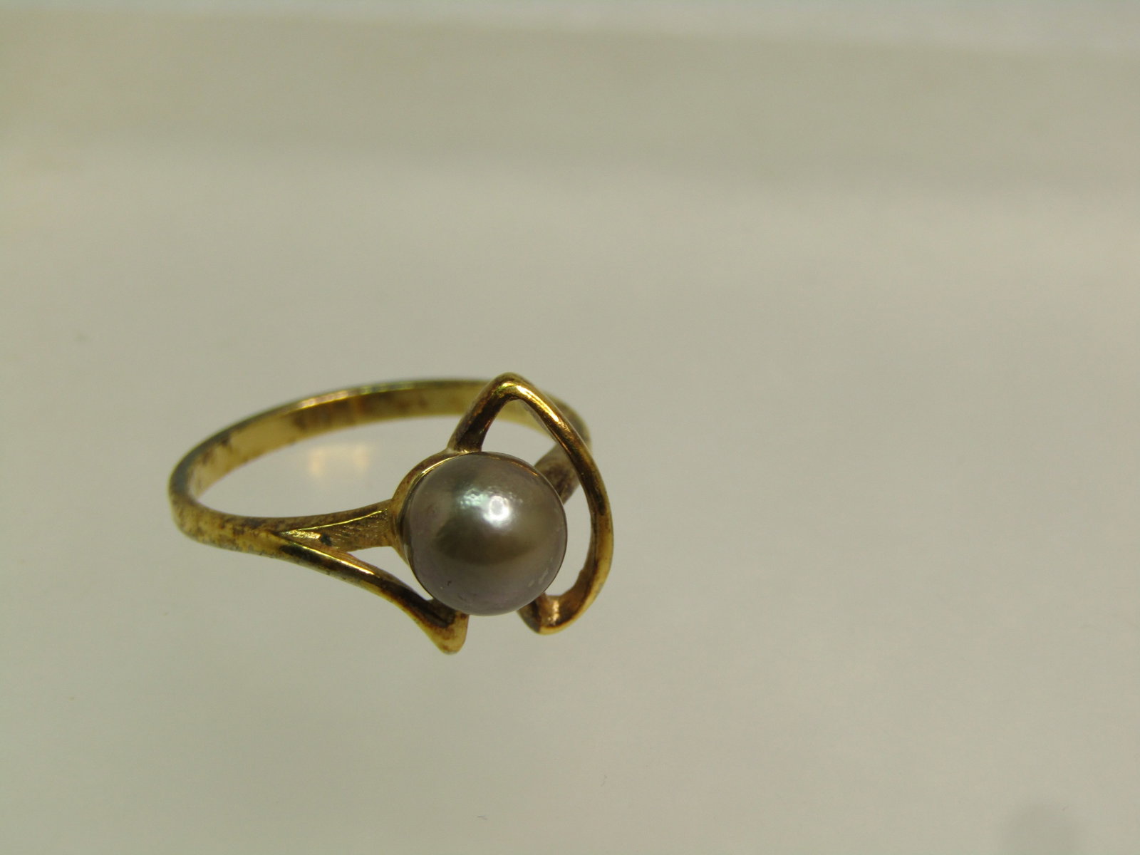 Vintage Sterling Gold Over Silver Pearl Ring, Sz. 5, 1960's-1970's - 3