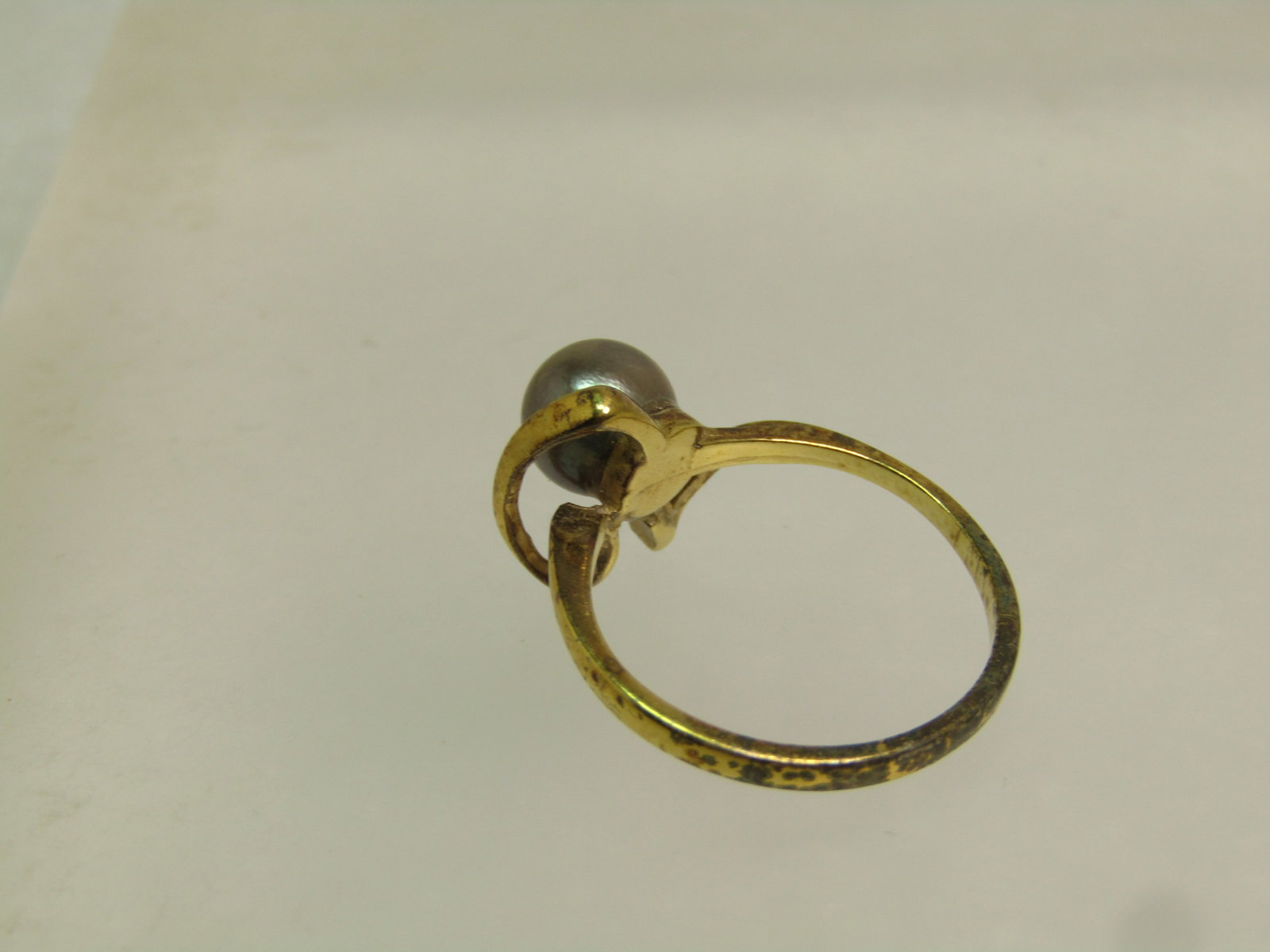 Vintage Sterling Gold Over Silver Pearl Ring, Sz. 5, 1960's-1970's - 4
