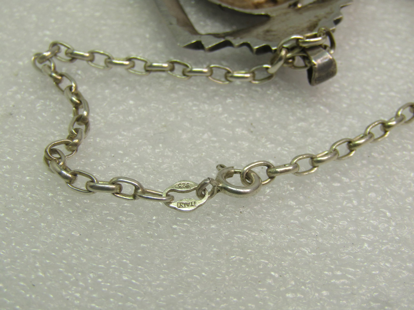 Vintage Sterling Peruvian Framed Face Necklace, 1960's-1970's, 30" - 7