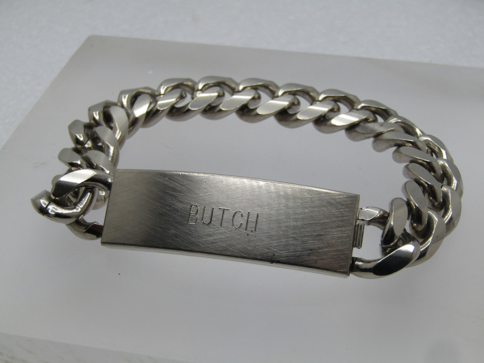 Vintage Heavy Speidel Men's I.D. Bracelet, Engraved BUTCH, 8.5", Cuban Link - 2
