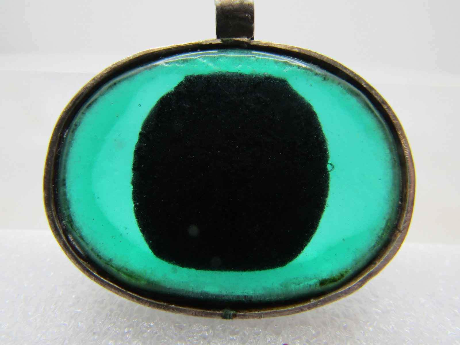 Vintage Sterling Blue and Green Glass Pendant, 1980's-1990's - 4