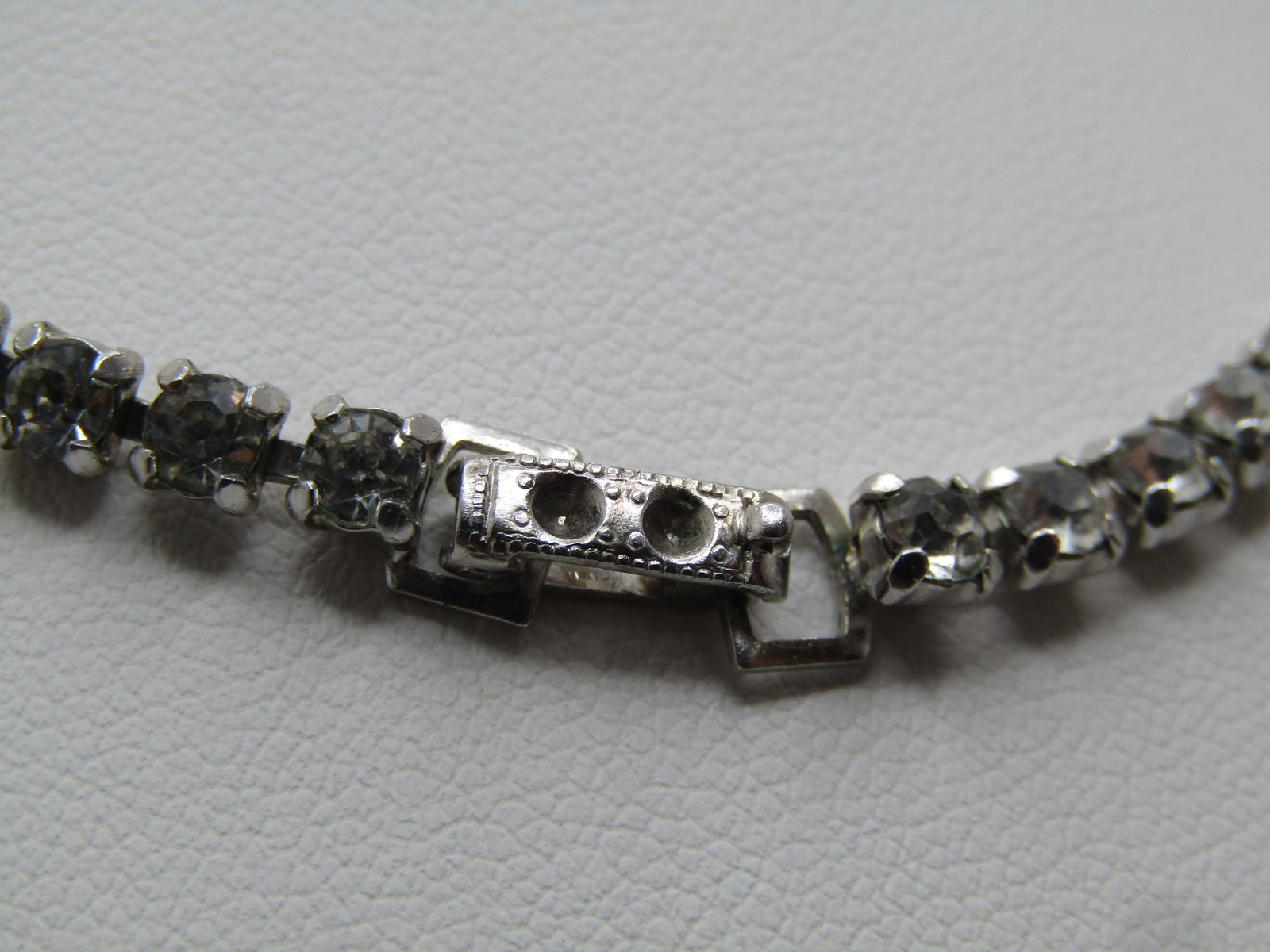 Vintage Clear Glass Rhinestone Necklace, 14.5", Flip Clasp, 1960's-1980's - 4