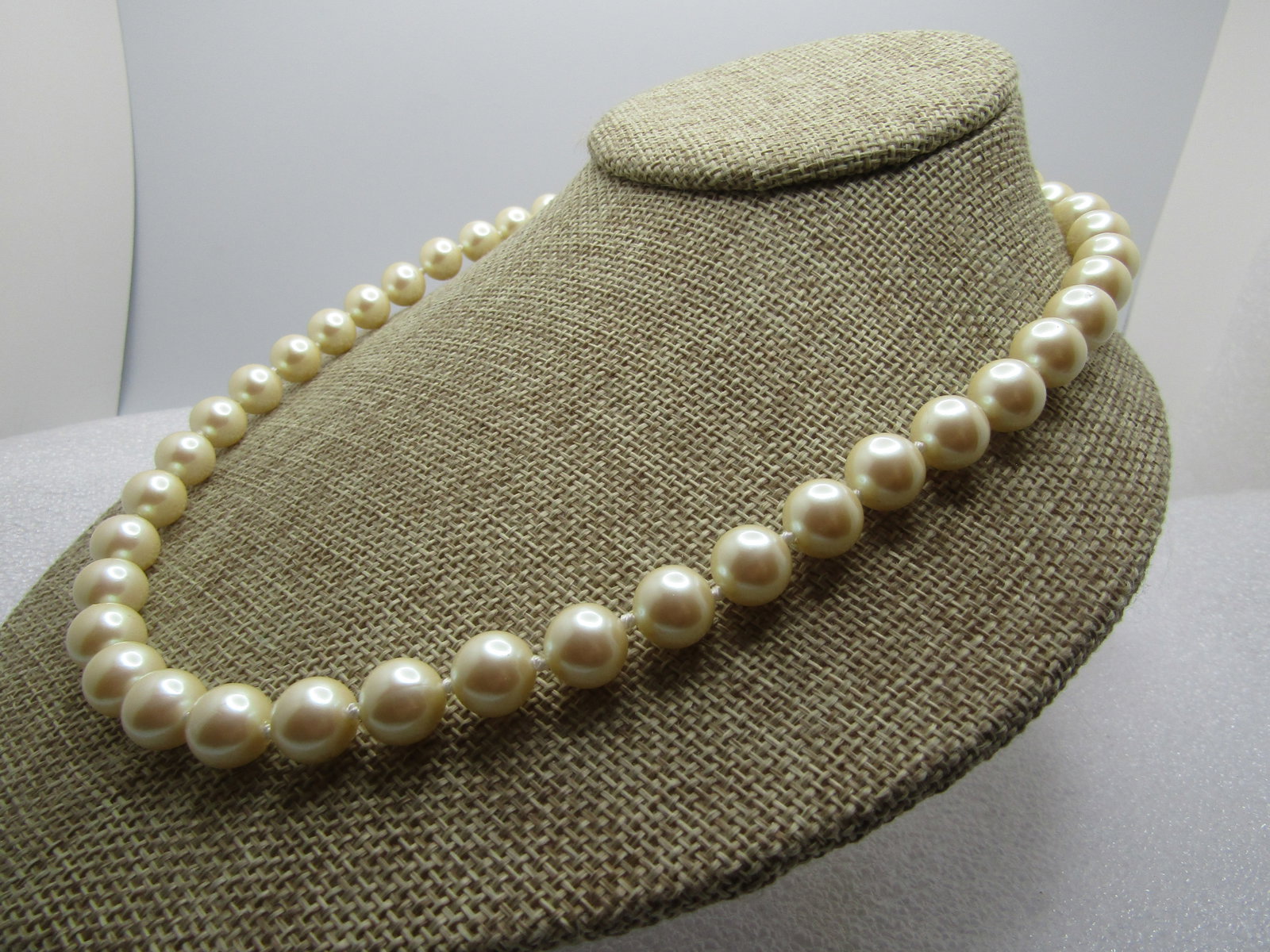Vintage 9mm Faux Pearl Necklace, 28" Signed Monet, 1980's-1990's - 2