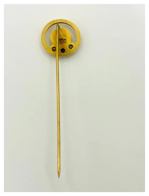 Vintage Memorial Bell 10k Gold and Diamond Stickpin - 5