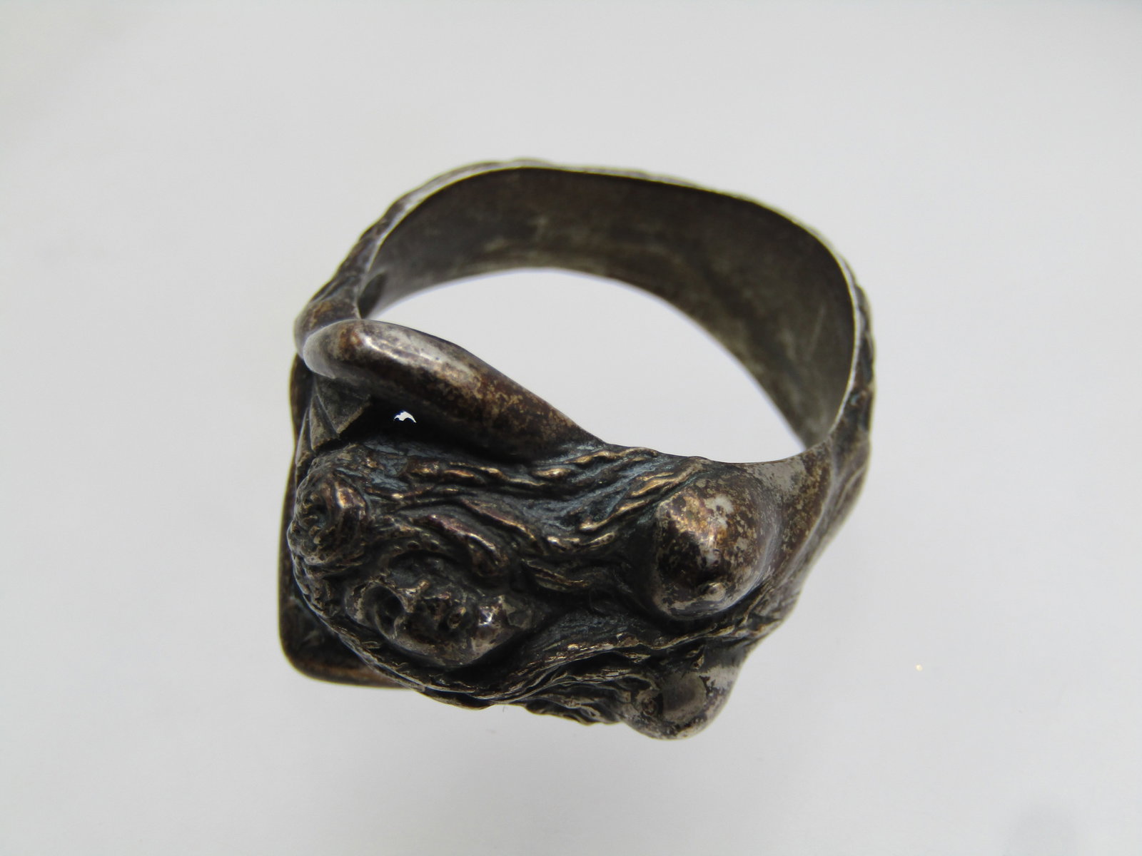 Vintage Sterling Mermaid Ring, Holding Tail, Sz. 10, Unisex, 1960's-1970's - 4