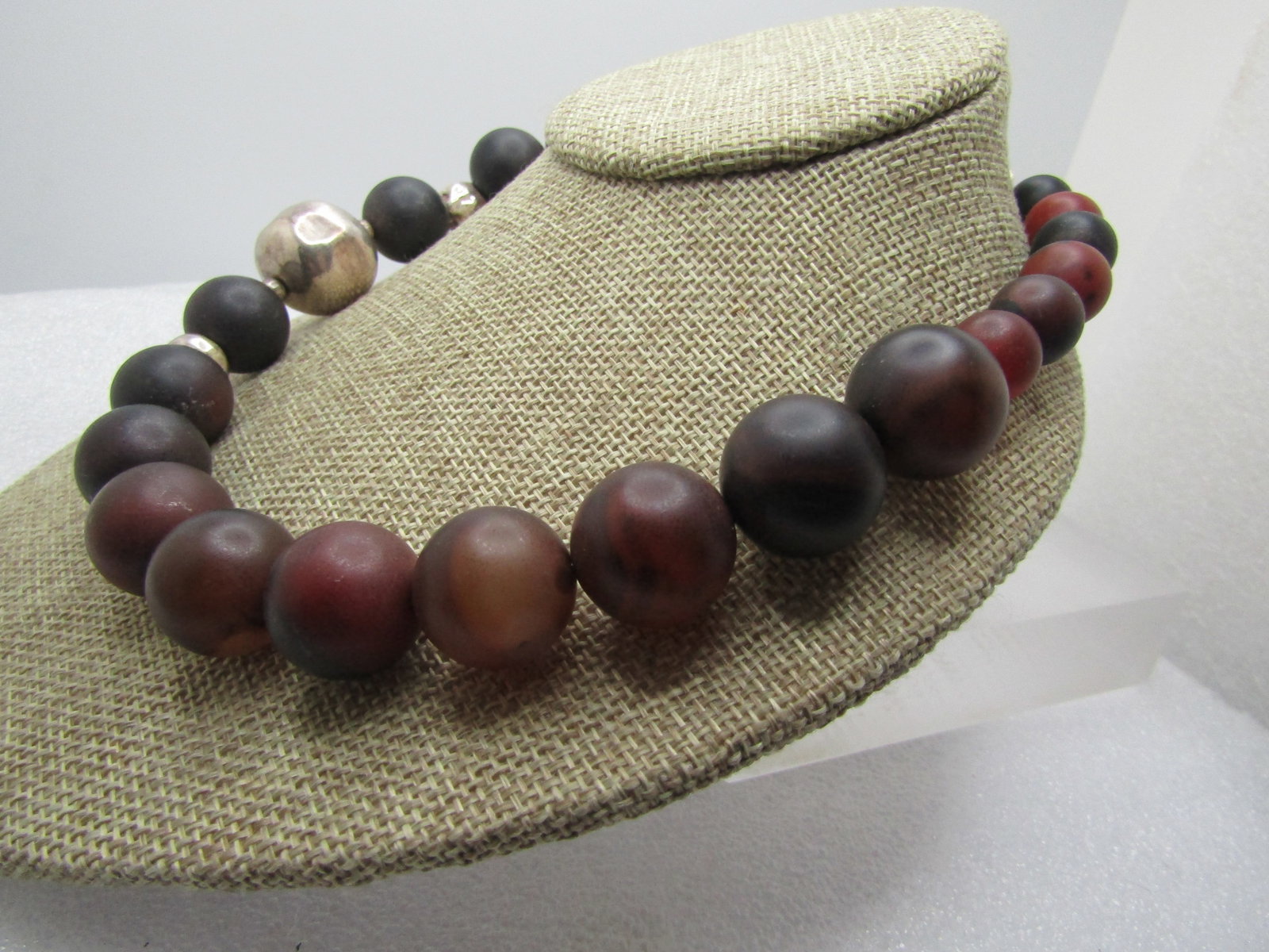 Vintage Silpada Sterling and Agate Beaded Necklace, 19", 1990's-2000's - 2