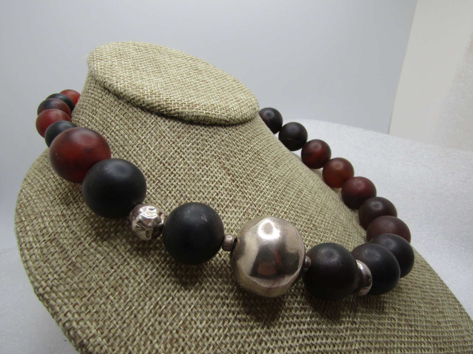 Vintage Silpada Sterling and Agate Beaded Necklace, 19", 1990's-2000's - 3