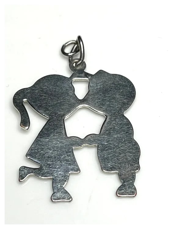 Vintage Dogtag Boy and Girl Kissing Charm/Pendant- Engravable - 2