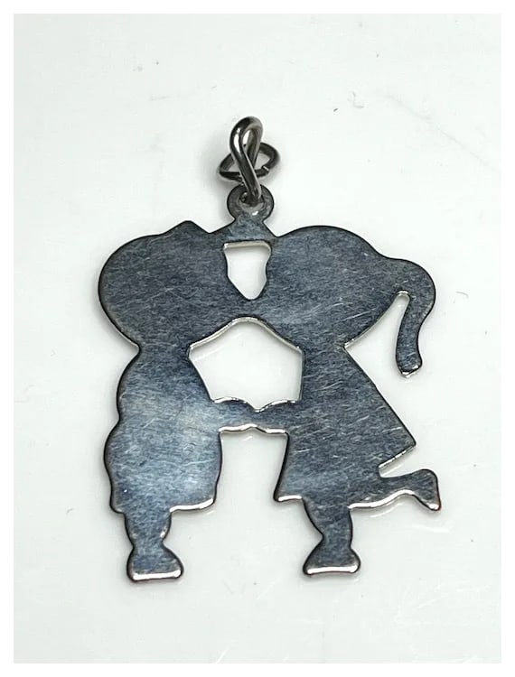 Vintage Dogtag Boy and Girl Kissing Charm/Pendant- Engravable - 4