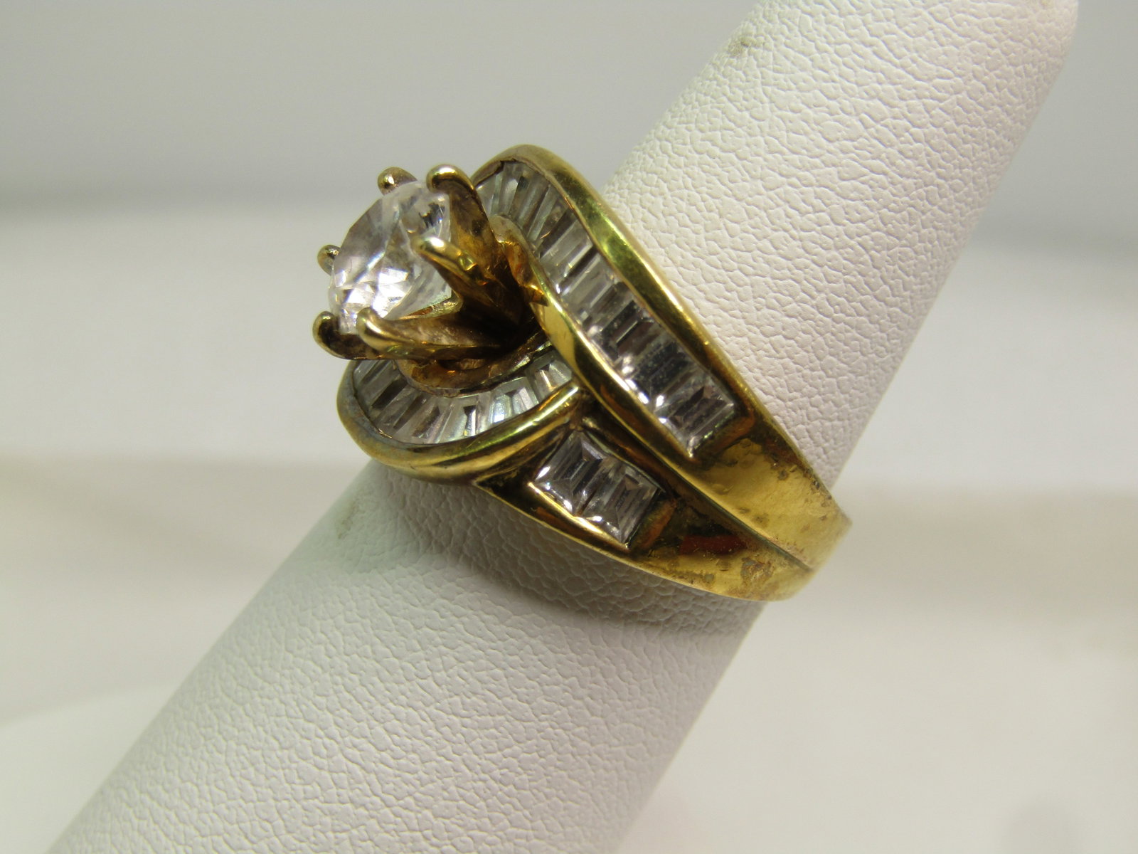 Statement Engagement Sterling Ring, Sz. 6, Clear CZ, 1980's-1990's - 2