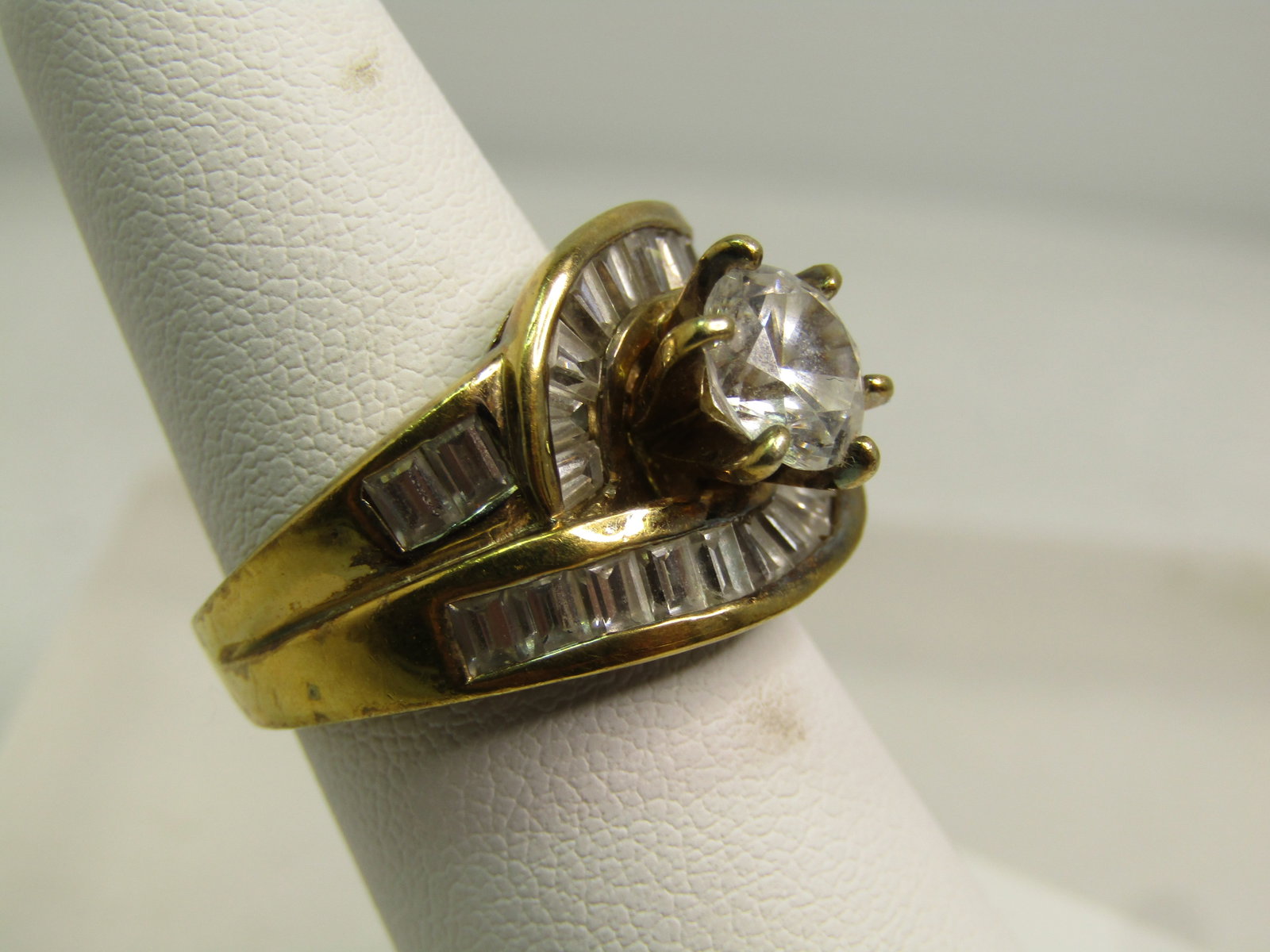 Statement Engagement Sterling Ring, Sz. 6, Clear CZ, 1980's-1990's - 3
