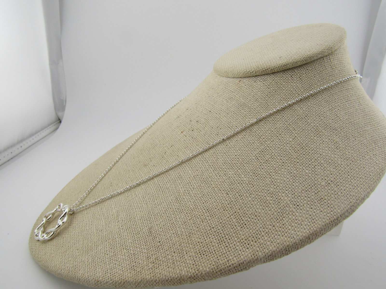 Silver Tone Infinity Circle Pendant Necklace, 16"-19", Signed, 1990's - 2